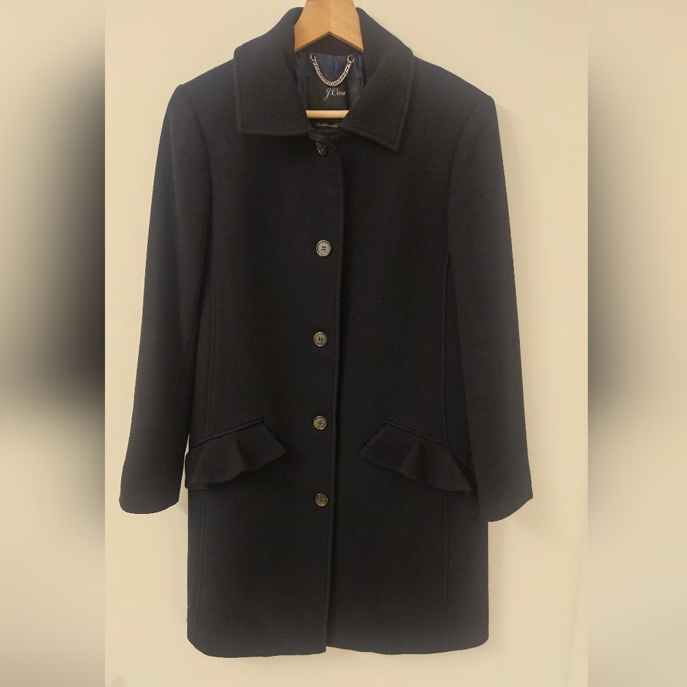 J. Crew Elegant Black Wool Pea Coat for Women